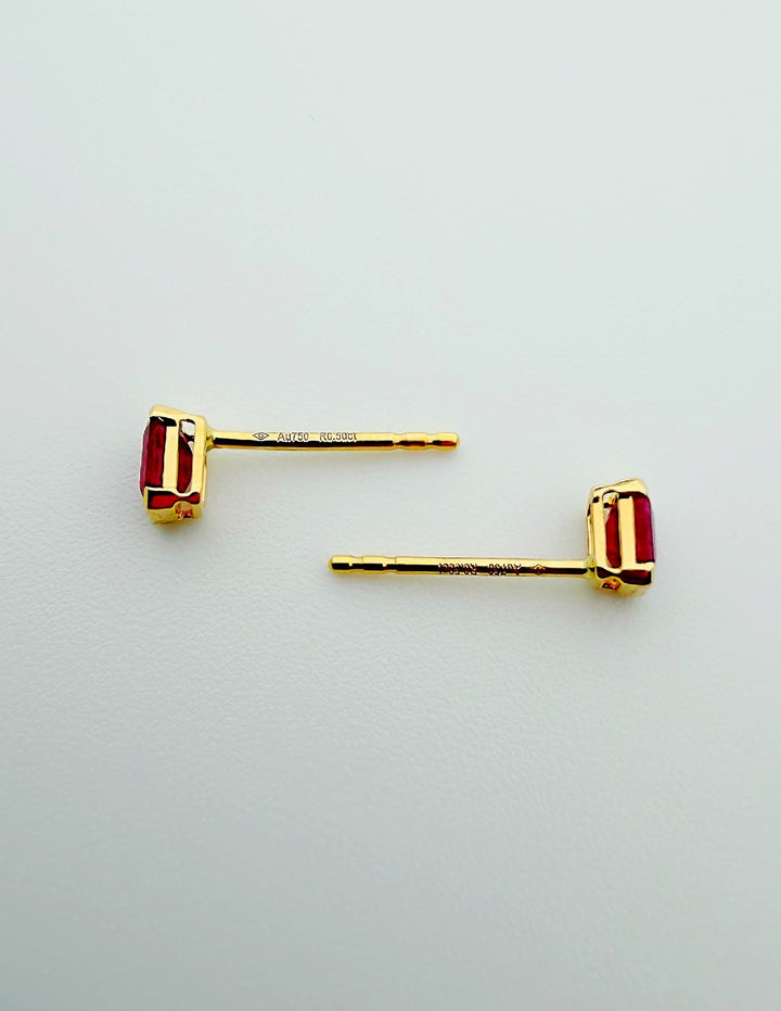 18K Solid Gold Ruby Stud Earrings 0.5ct Natural Minimalist Gift Her6