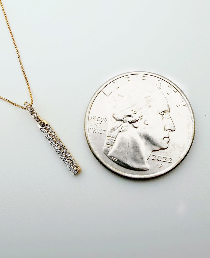 18K Solid Gold Double Bar Pendant Two Tone 0.10ct VS Natural Diamond Necklace4