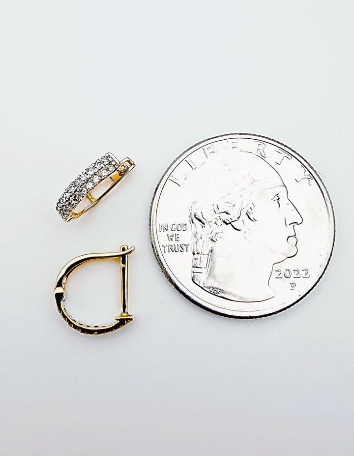 18K Gold Diamond Huggie Earrings 9.2mm : Two-Tone Minimalist Fine Jewelry5