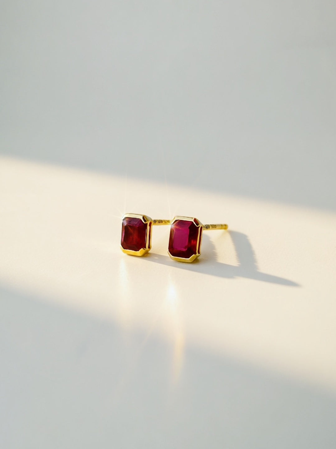 18K Solid Gold Ruby Stud Earrings 0.5ct Natural Minimalist Gift Her3