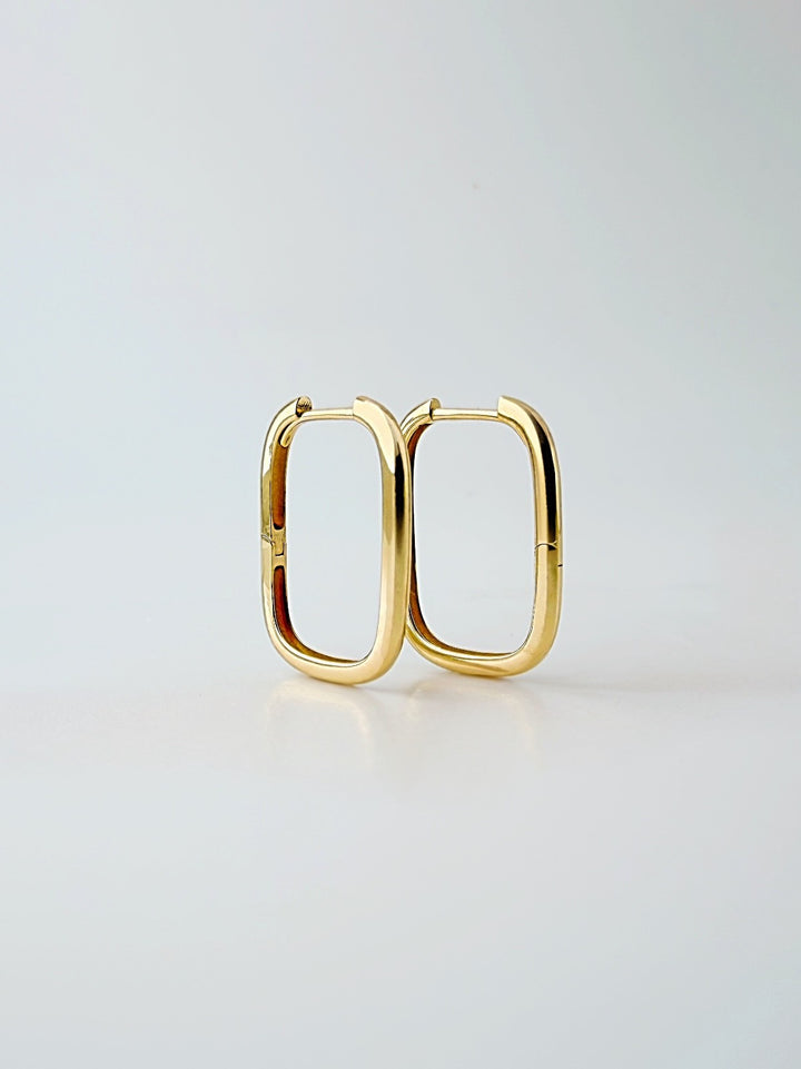 18K Solid Gold Hoop Earrings 14mm Minimalist Real Gold Gift Her3