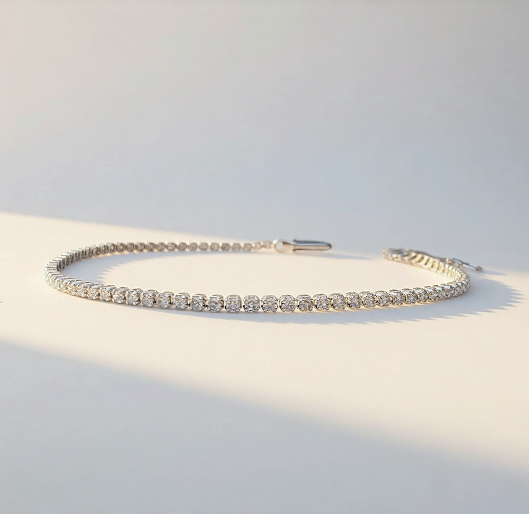 18K Solid Gold Diamond Tennis Bracelet 1.20CT VS Natural Fine Jewelry0