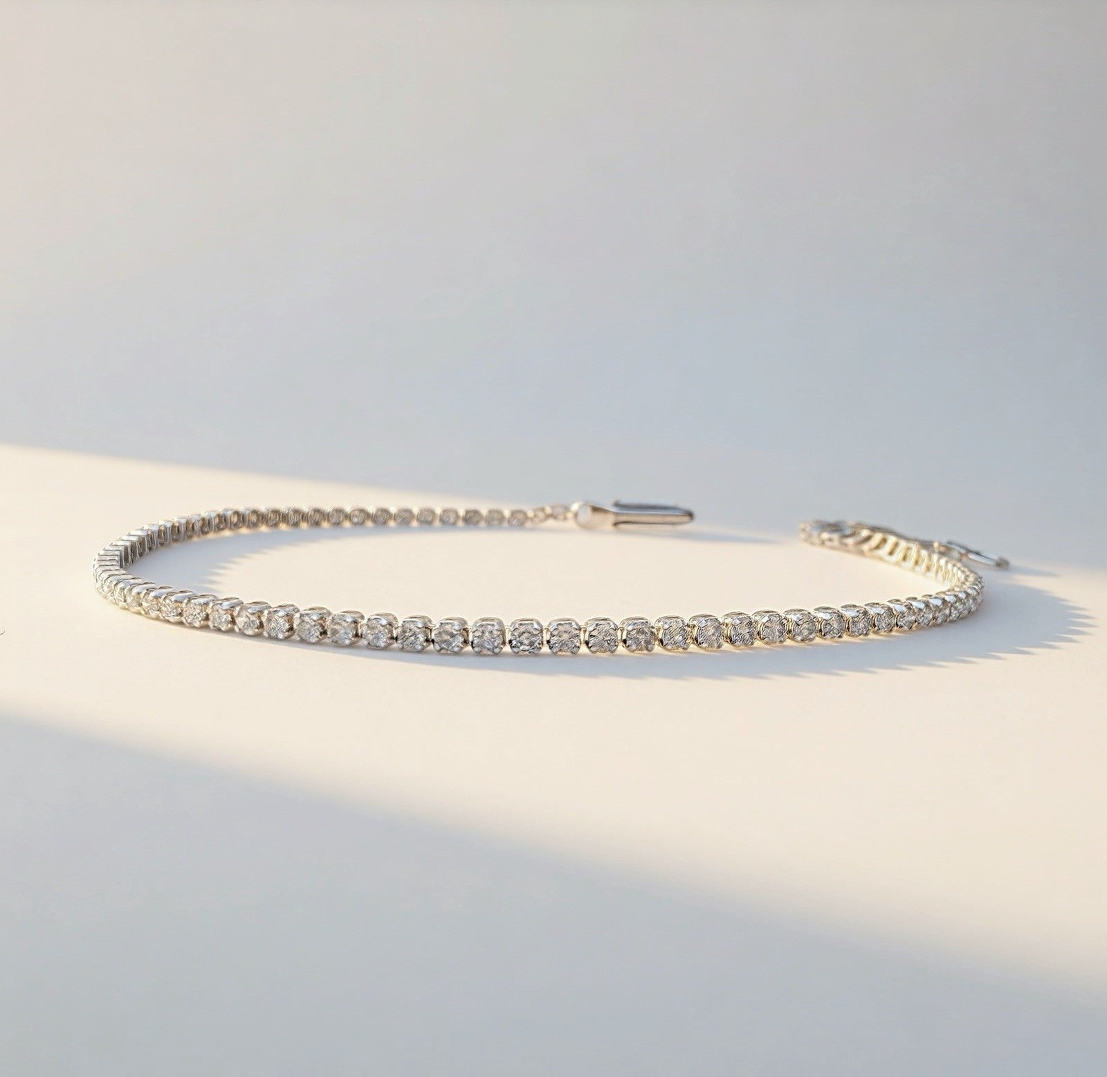 18K Solid Gold Diamond Tennis Bracelet 1.20CT VS Natural Fine Jewelry0