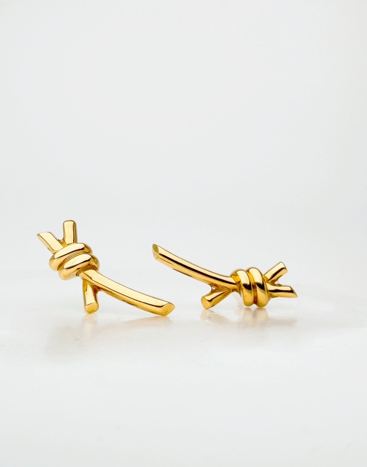 18K Solid Gold Knot Earrings Statement Earrings 23mm0