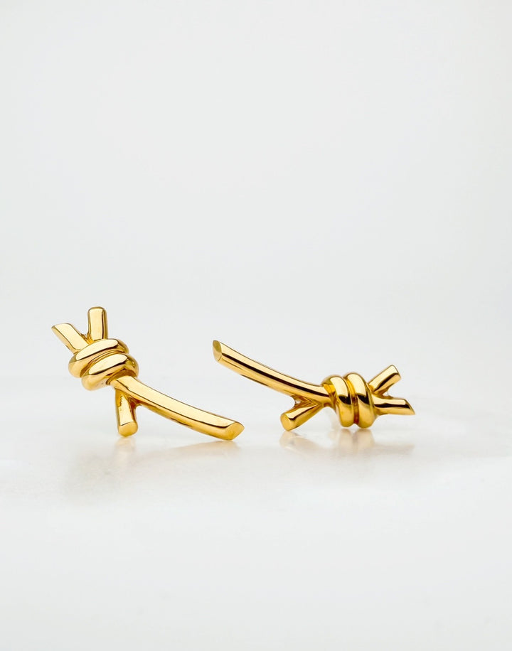18K Solid Gold Knot Earrings Statement Earrings 23mm0