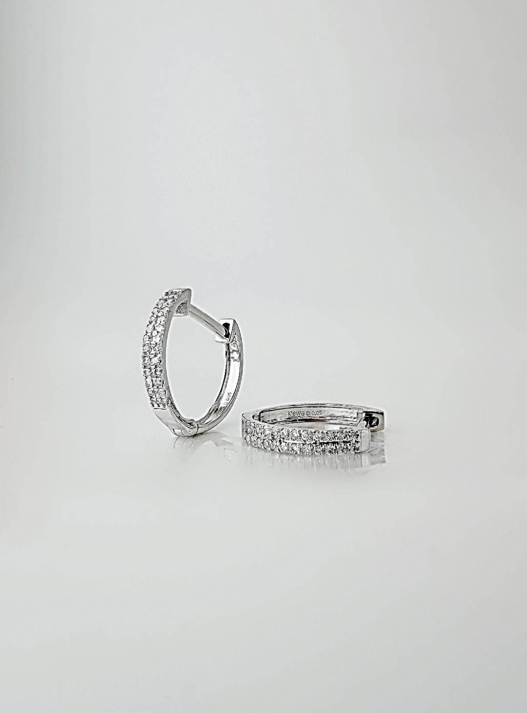 18K Solid Gold Diamond Hoop Earrings 13mm`  Huggies SI2 Natural White Gold3
