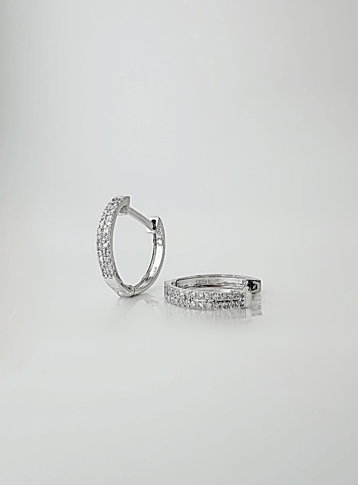 18K Solid Gold Diamond Hoop Earrings 13mm`  Huggies SI2 Natural White Gold3
