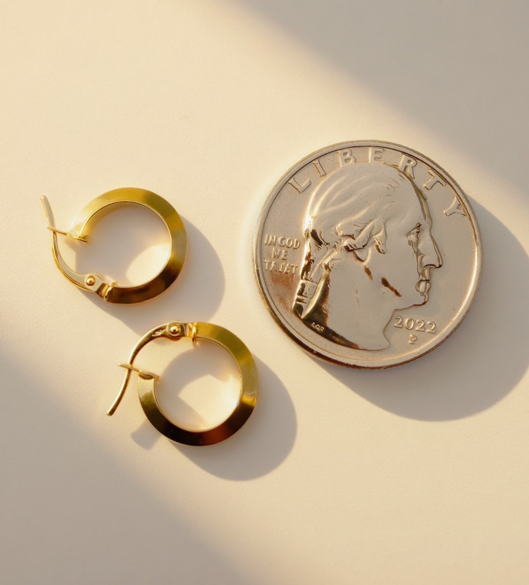 18K Solid Gold Hoop Earrings Huggies Hoops 12.5 mm MinimalistJewelry2