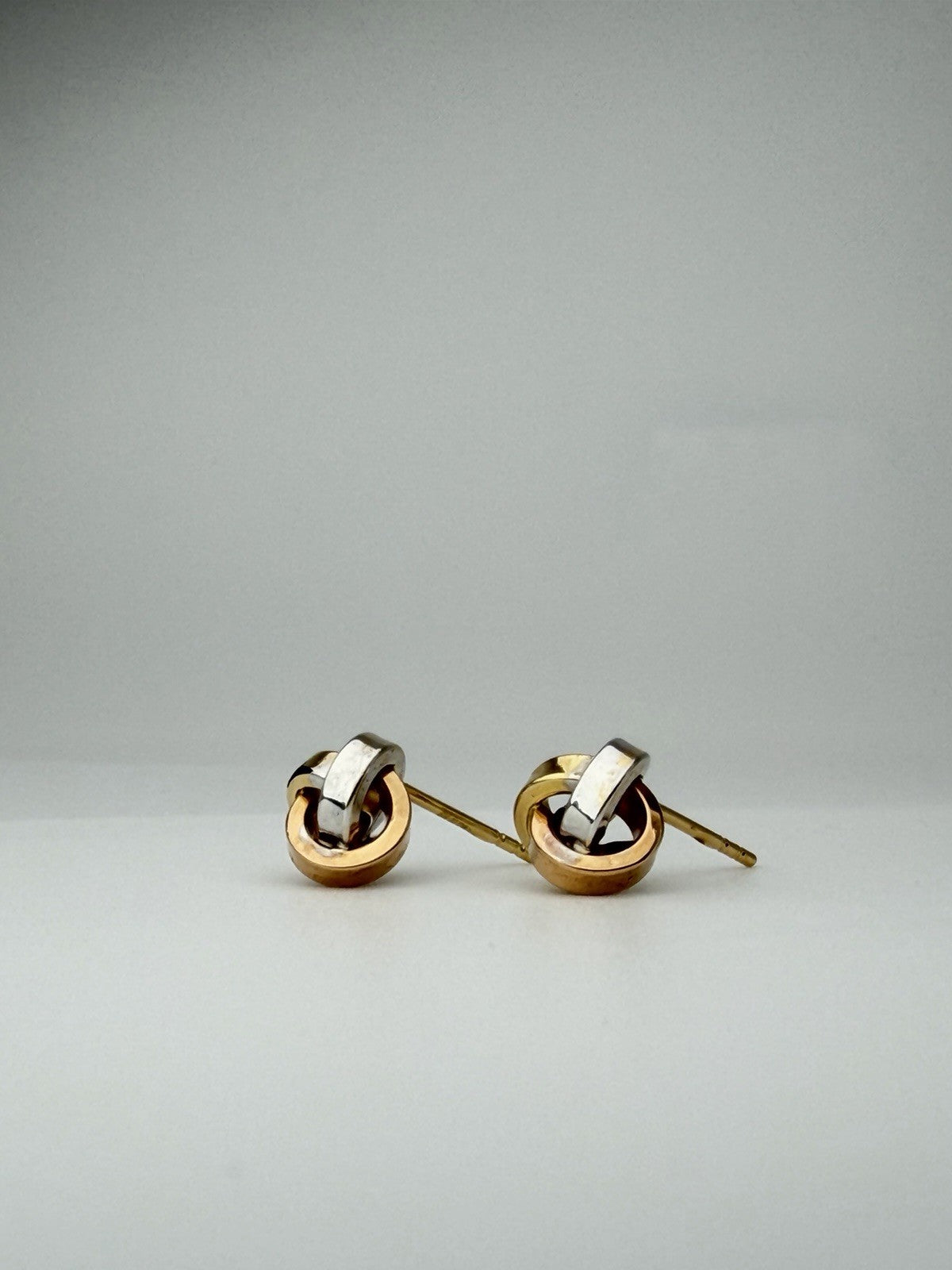 18K Solid Gold Knot Stud Earrings | Tri-Color | Japan Gold | Fine JEWELRY0