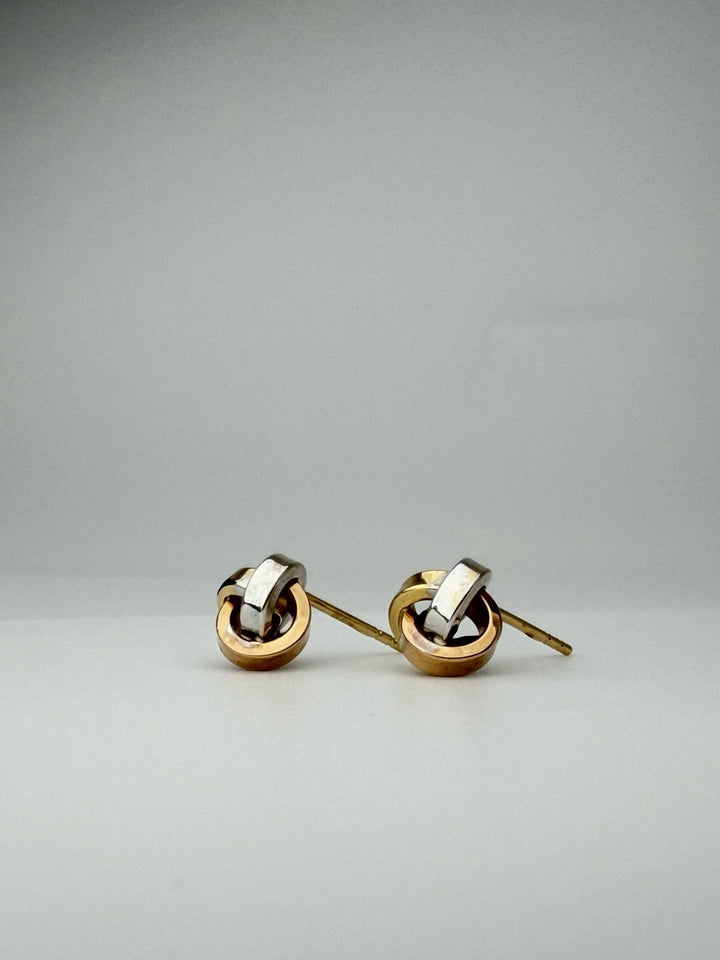 18K Solid Gold Knot Stud Earrings | Tri-Color | Japan Gold | Fine JEWELRY0