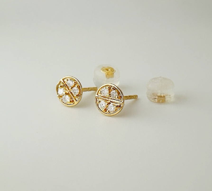 18K Solid Gold Natural Diamond Stud Earrings 0.10ct Minimalist Fine Jewelry1