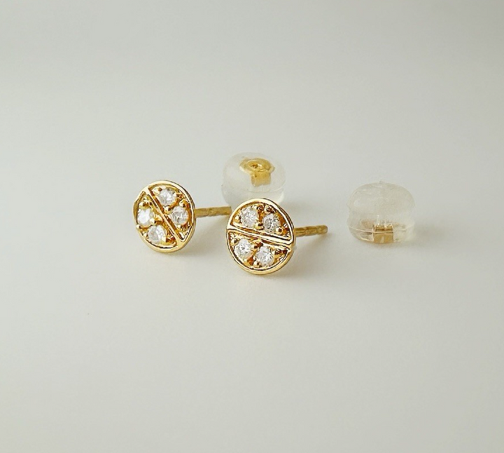 18K Solid Gold Natural Diamond Stud Earrings 0.10ct Minimalist Fine Jewelry1