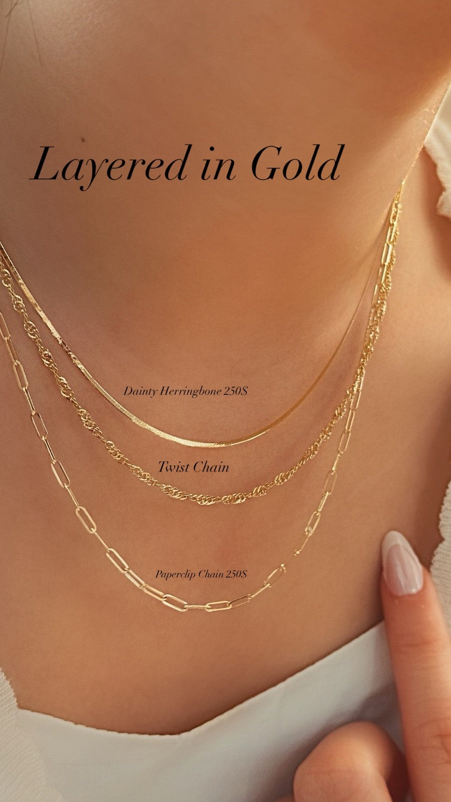 18K Real Gold Paperclip Necklace4