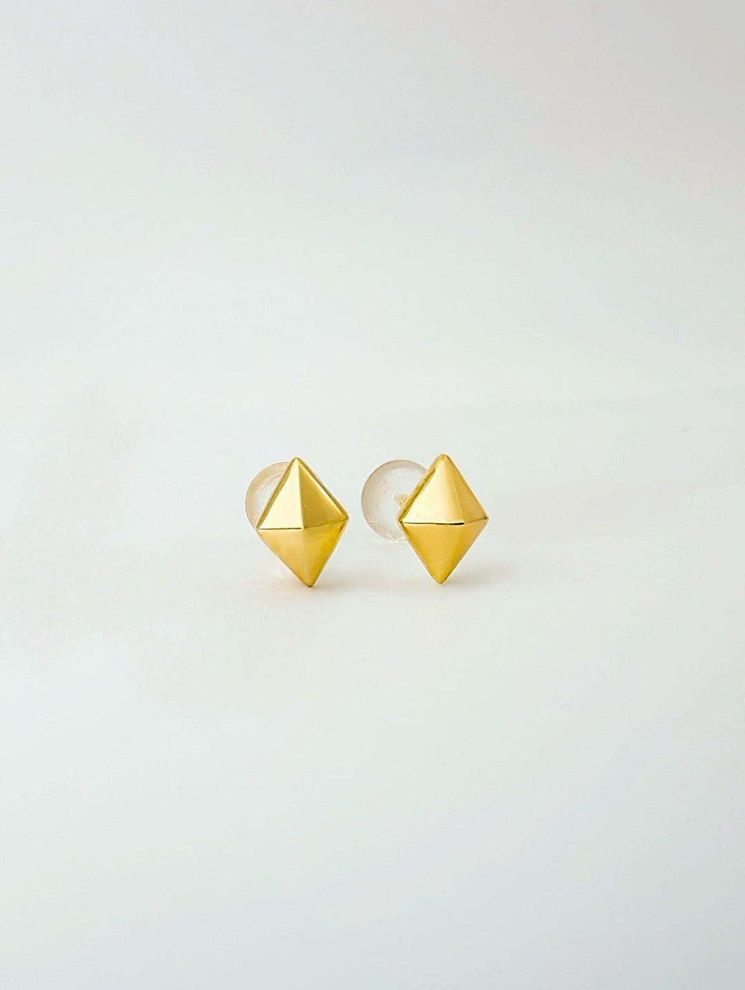 18K Solid Gold  Mini Diamond Shaped Stud Earrings | Minimalist Everyday Jewelry2