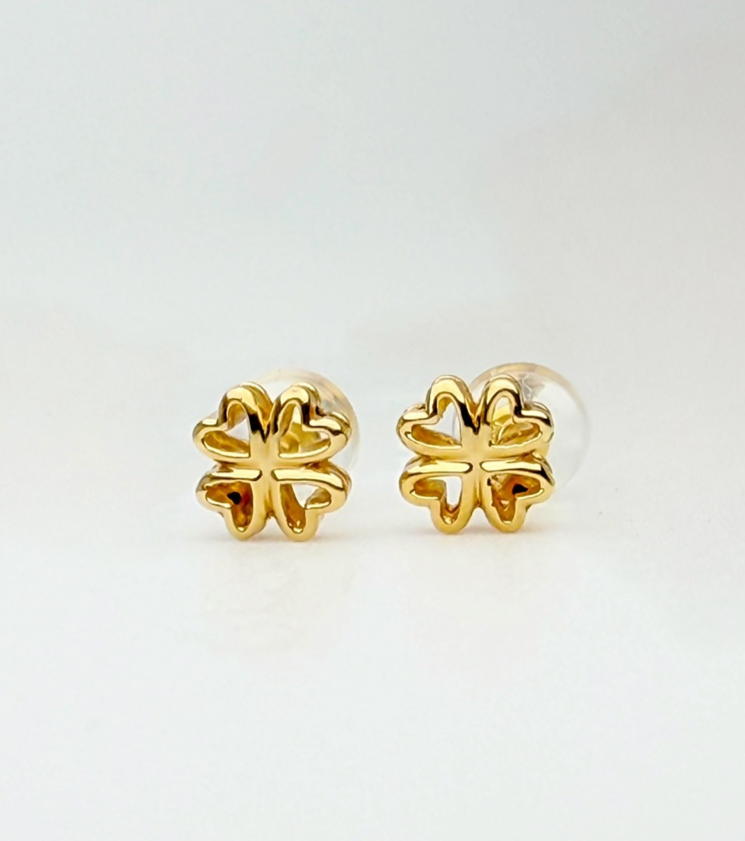 18K Solid Gold Clover Stud Earrings | 5.4mm | Minimalist Earrings0