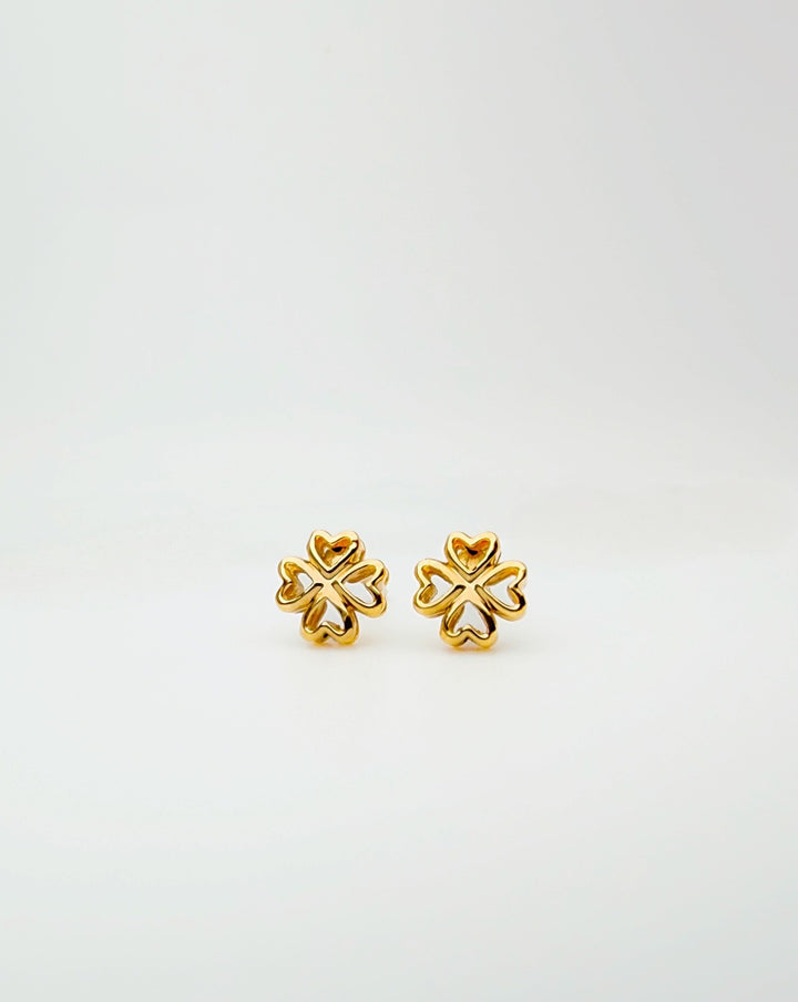 18K Solid Gold Clover Stud Earrings | 5.4mm | Minimalist Earrings0