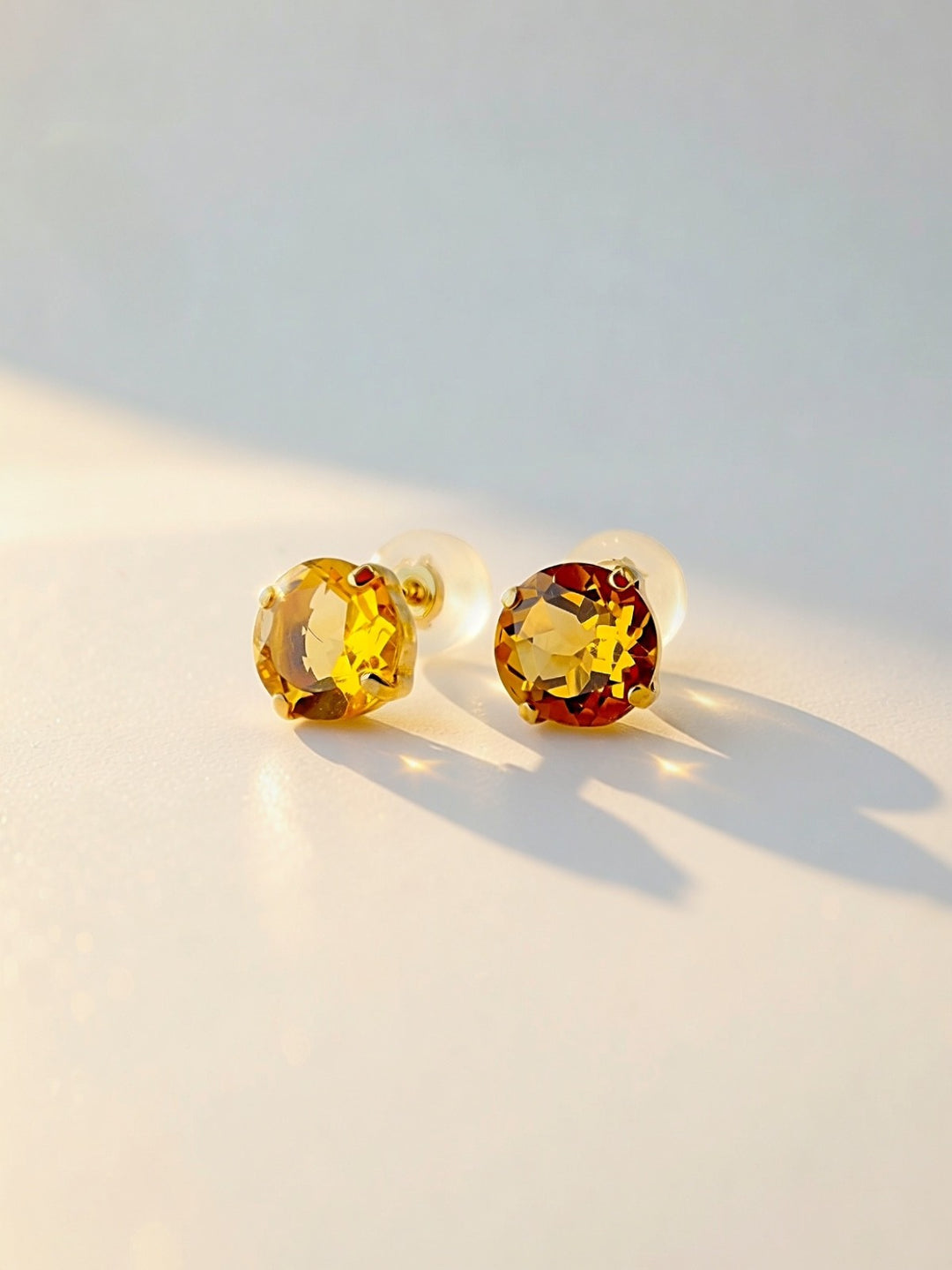 18K Solid Gold Citrine Stud Earrings: November Birthstone1