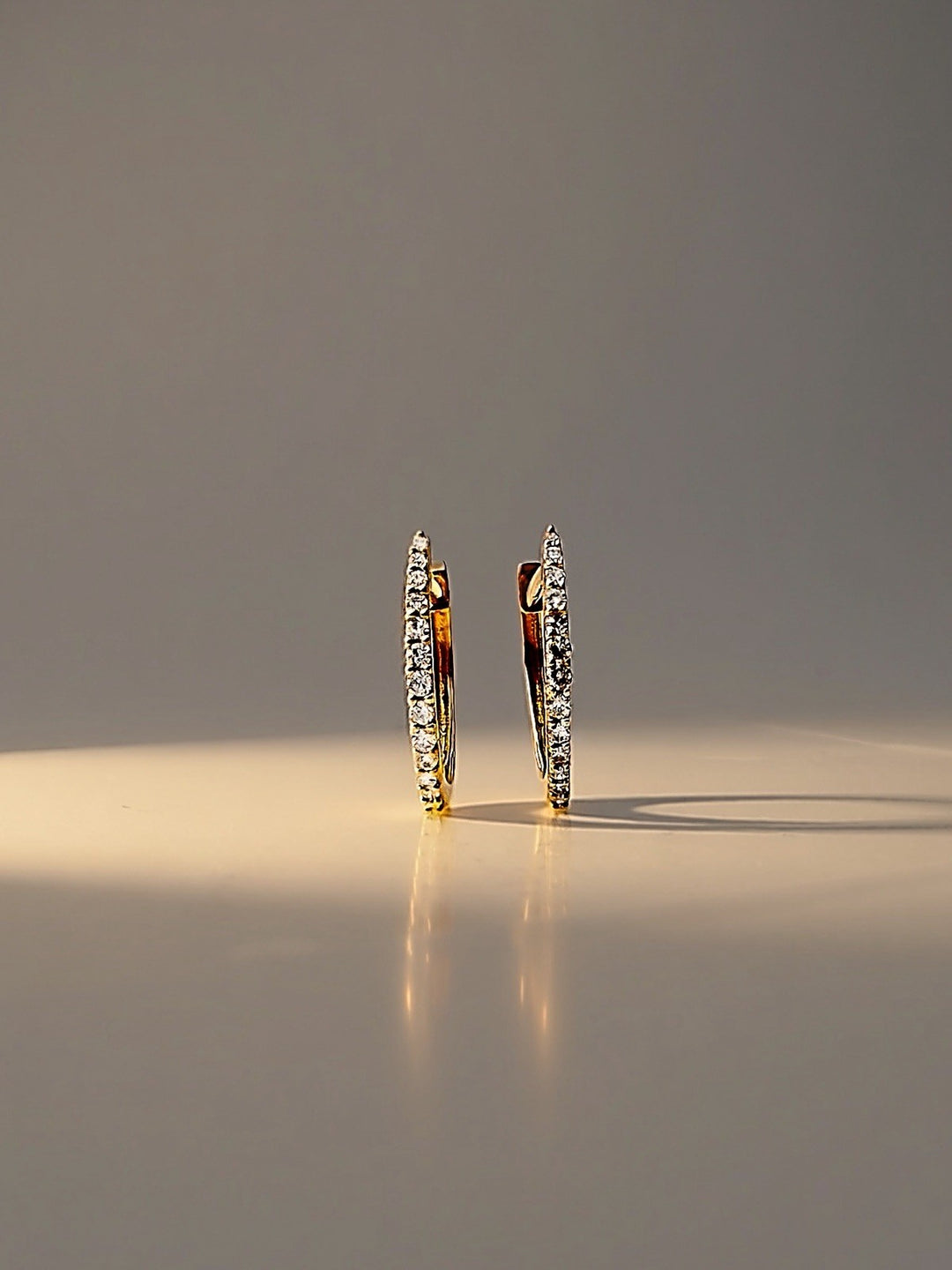 18K Solid Gold Diamond Hoop Earrings 12mm  Huggies VS Natural Yellow Gold9