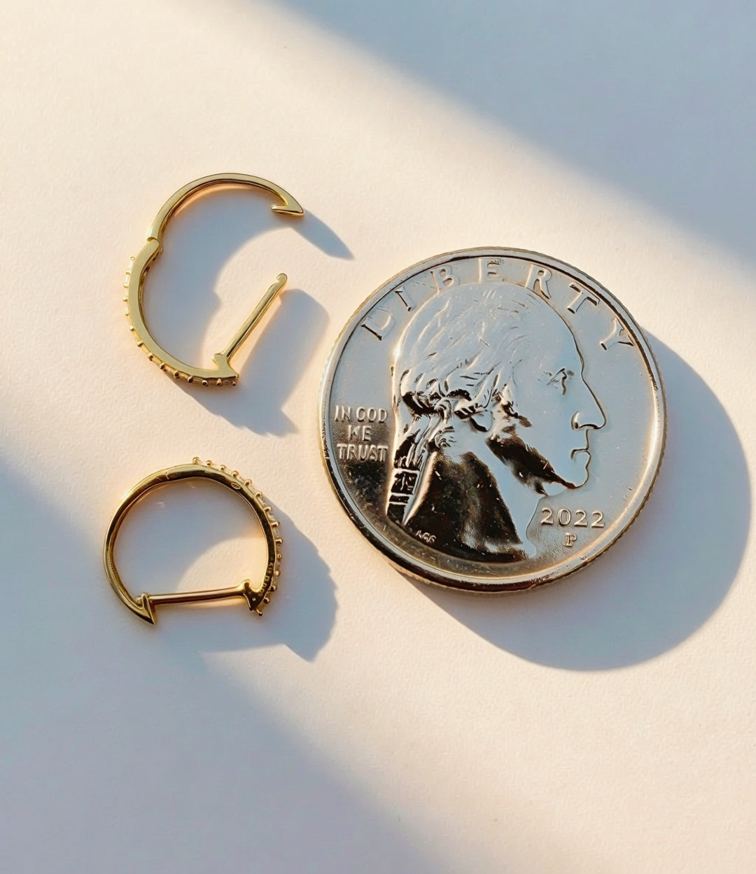 18K Solid Gold Diamond Hoop Earrings 12mm  Huggies VS Natural Yellow Gold3