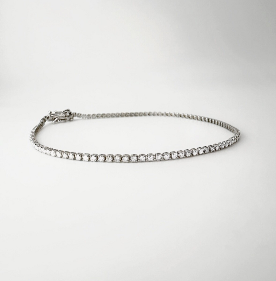 18K Stamped Solid Gold Diamond Tennis Bracelet 1.15  CT VS size 7.5 Dainty7