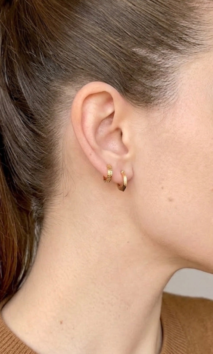 18K Solid Gold Hoop Earrings Huggies Hoops 12.5 mm MinimalistJewelry1