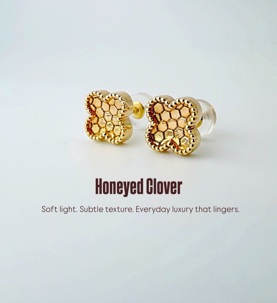 18K Solid Gold Clover Flower Stud Earrings | Minimalist Everyday Jewelry0