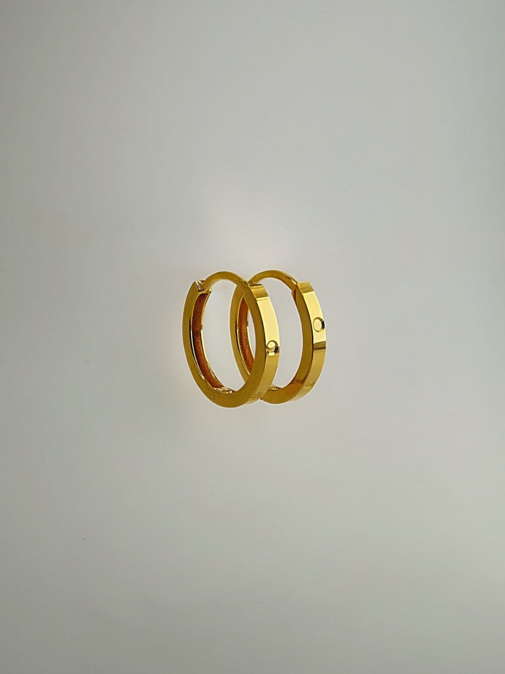 18K Solid Gold Huggies 13 mm Hoop Earrings0
