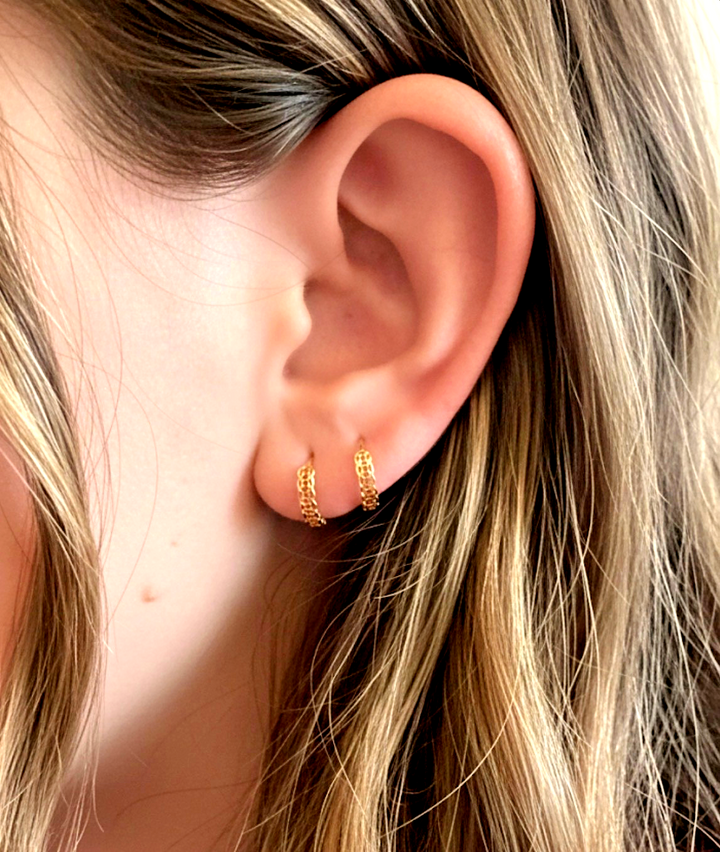 18K Solid Gold Huggies 9mm Money Catcher Hoop Earrings  Best for Second Piercing5