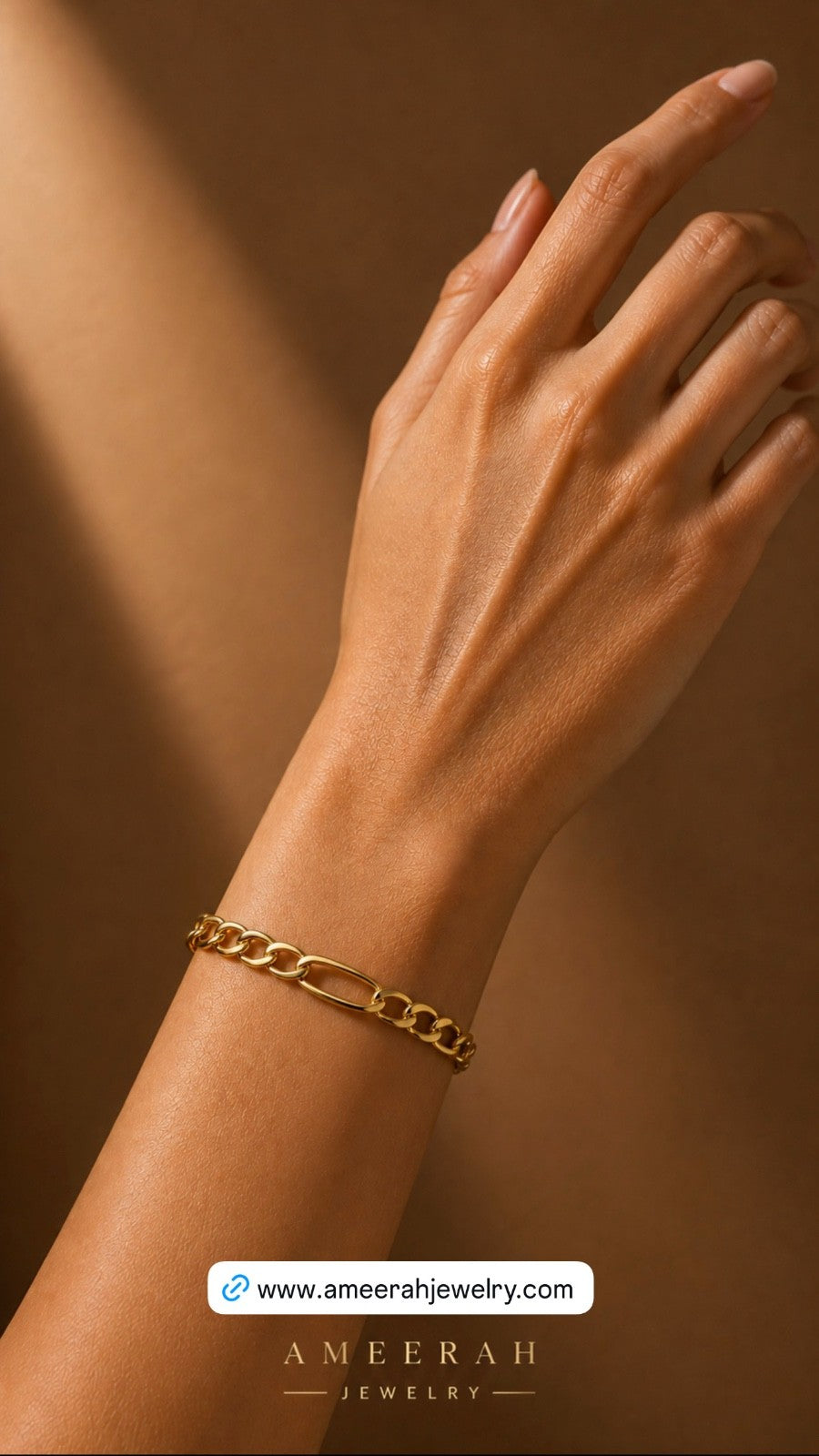 18K Real Gold Figaro Chain Bracelet Stacking Jewelry1