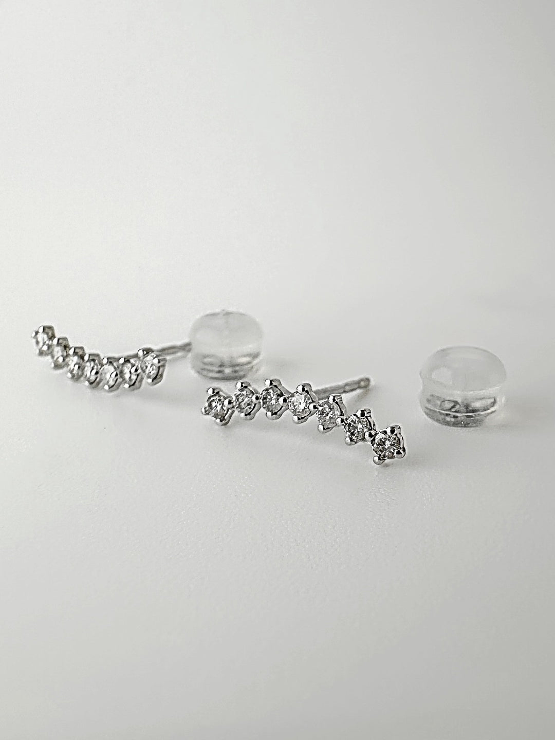 18K Solid Gold Diamond Climber Earrings 0.20ct Dainty Ear Crawlers Gift2