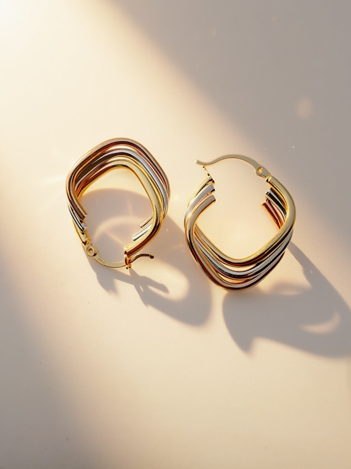 18K Real Gold Tri Color Hoop Earrings Twist Design  Hoops Everyday1