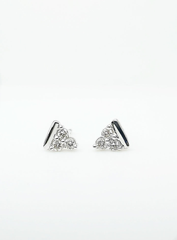 18K White Gold Triangle Diamond Cluster Stud Earrings for Women Natural Diamonds0