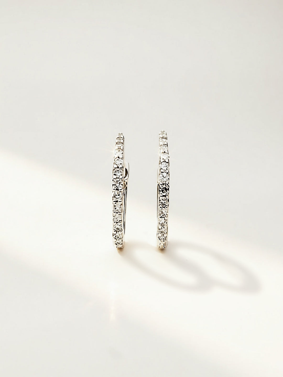 18K Solid Gold Diamond Hoop Earrings 12mm  Huggies VS Natural White Gold2