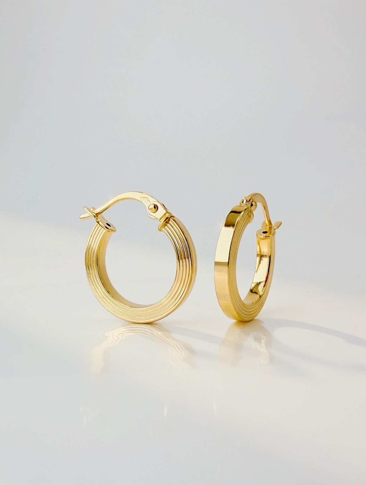18K Solid Gold Hoop Earrings line Hoops 14mm Minimalist Everyday Gold Jewelry0