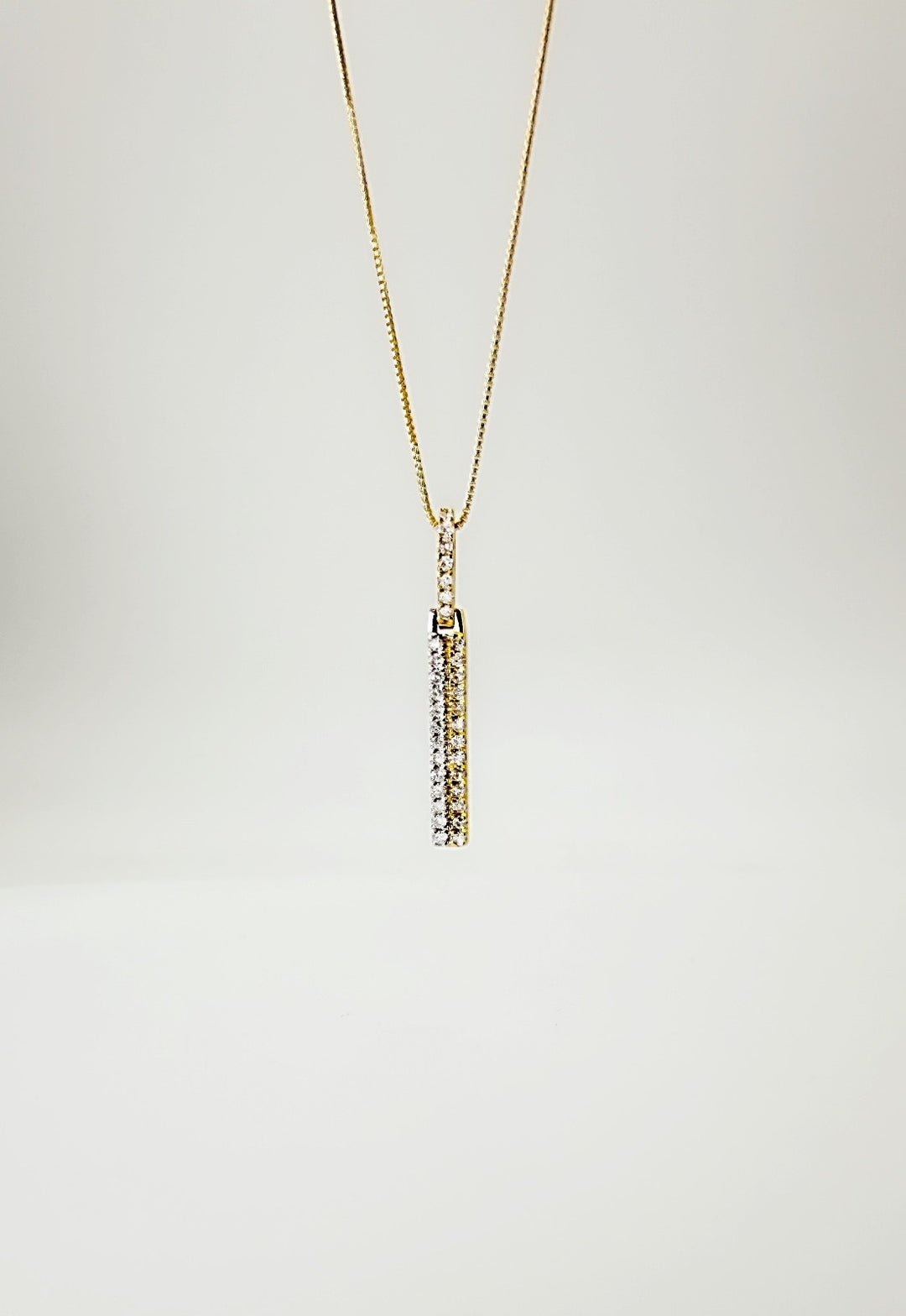 18K Solid Gold Double Bar Pendant Two Tone 0.10ct VS Natural Diamond Necklace1