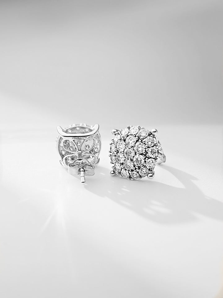 Natural Diamond Cluster Round Shaped Stud Earrings 0.80ct 18K Stamped2