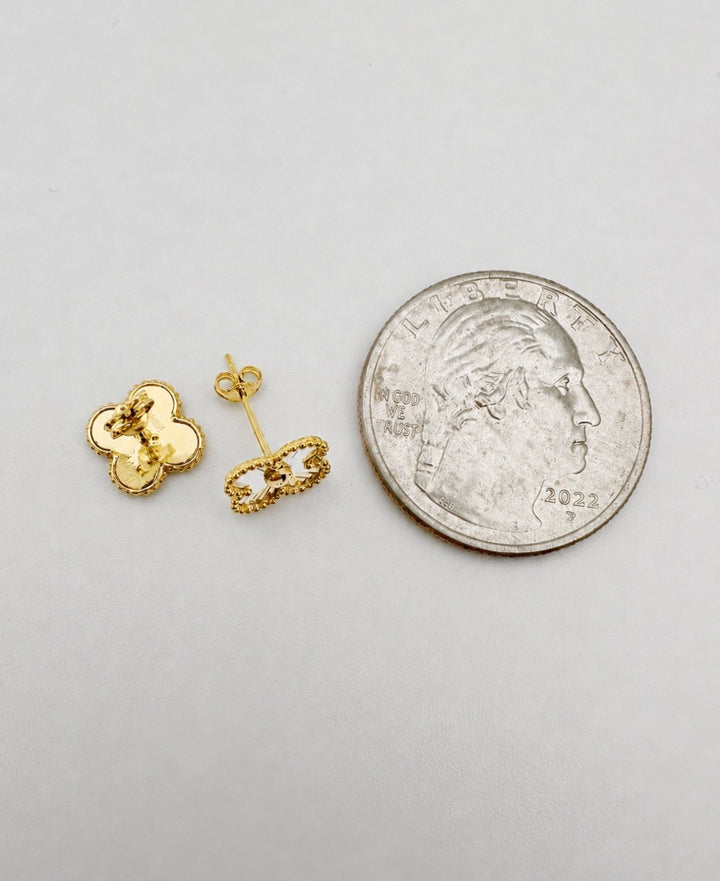 18K Solid Gold Flower Stud Earrings  10mm1