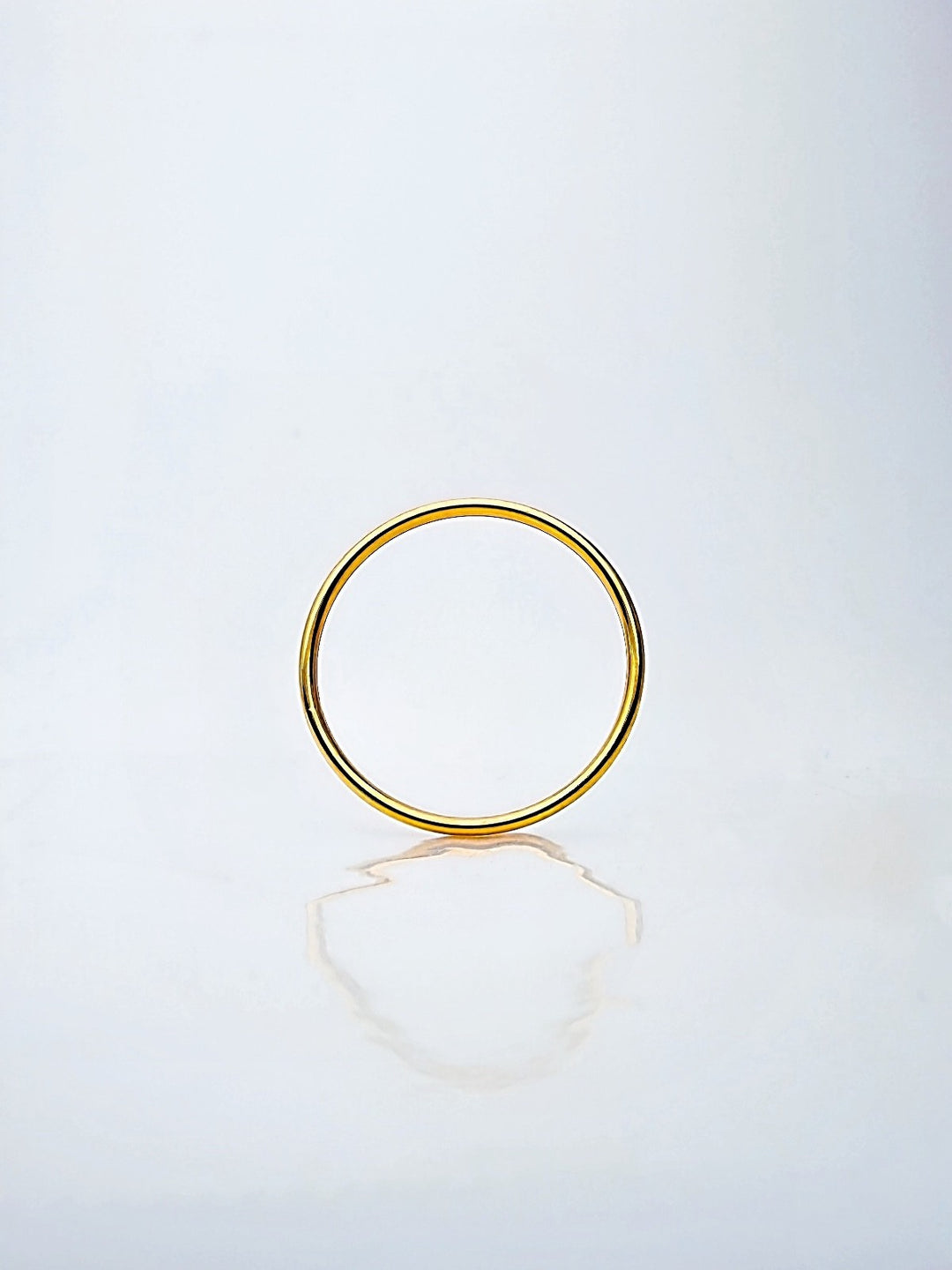 18K Real  Gold Ring Plain Thin Band size 6 , lightweight hollow , stackable3