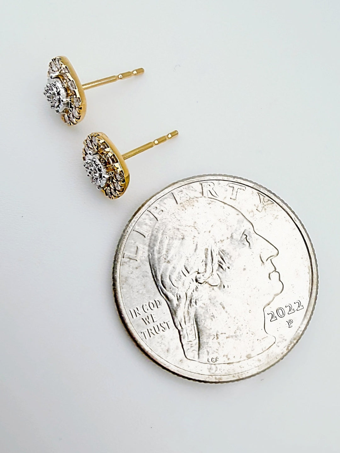 18K Solid Gold Cushion Cut Natural Diamond Earrings 0.30ct Two Tone Jewelry2