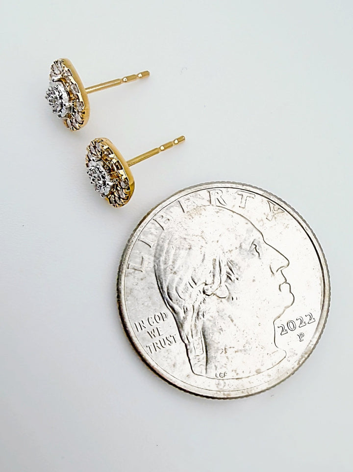 18K Solid Gold Cushion Cut Natural Diamond Earrings 0.30ct Two Tone Jewelry2