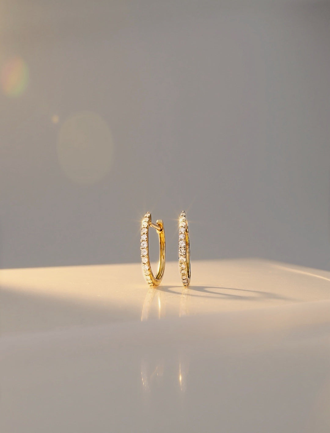 18K Solid Gold Diamond Hoop Earrings 12mm  Huggies VS Natural Yellow Gold0