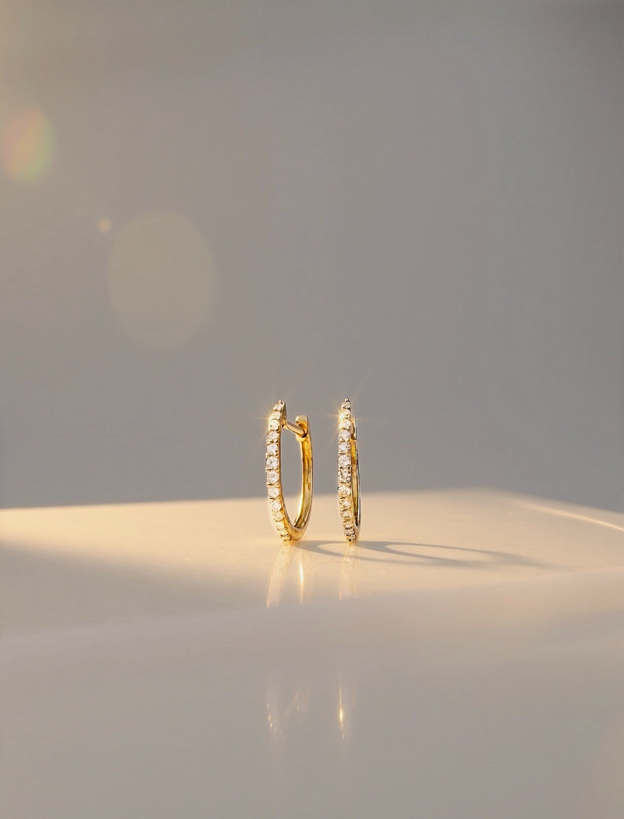 18K Solid Gold Diamond Hoop Earrings 12mm  Huggies VS Natural Yellow Gold0