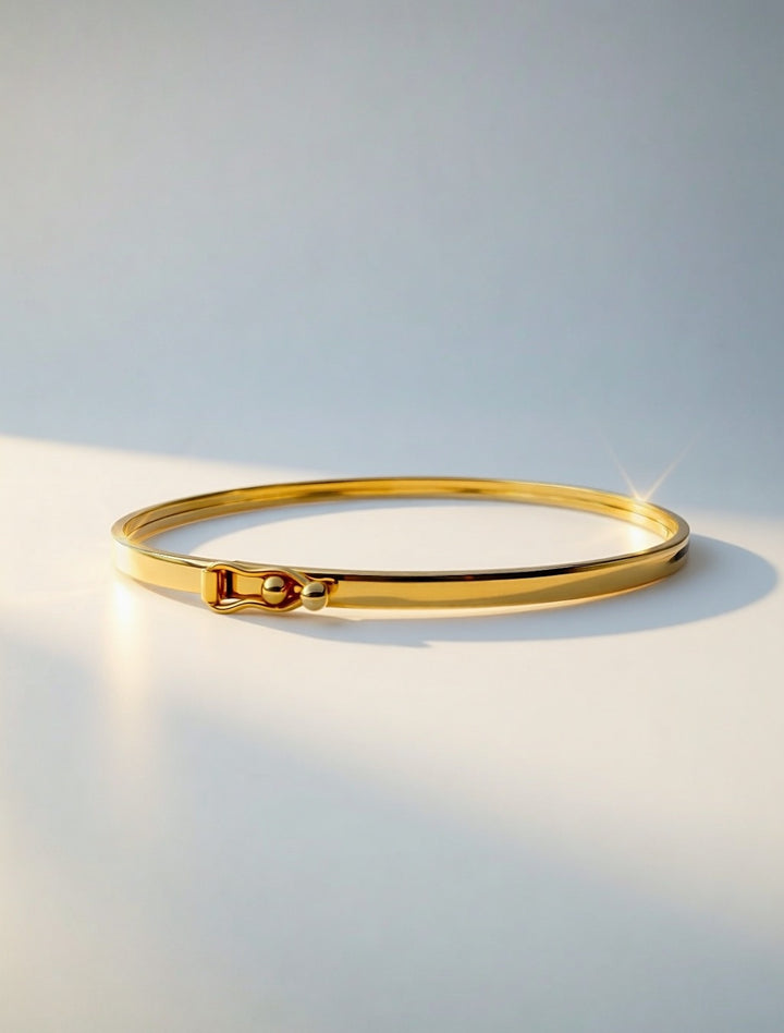 18K Real Gold Plain Bangle | Lightweight | Hollow inside Solid Gold Outer layer5