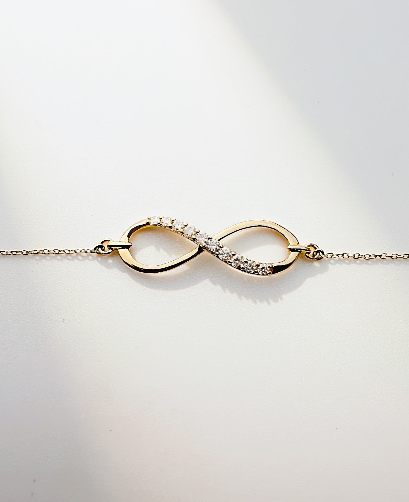 18K Solid Gold Infinity Diamond Bracelet 0.20CT VS Dainty Fine Jewelry Gift1