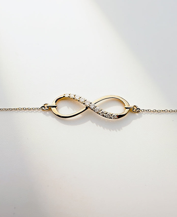 18K Solid Gold Infinity Diamond Bracelet 0.20CT VS Dainty Fine Jewelry Gift1