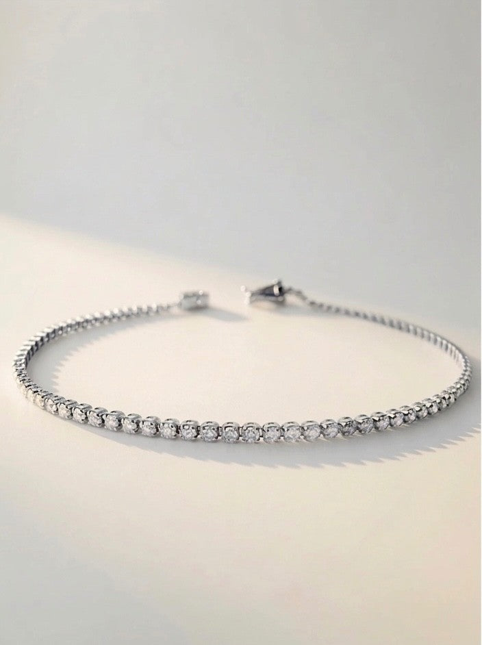 18K Stamped Solid Gold Natural Diamond Tennis Bracelet 1CT Dainty Fine Jewelry1