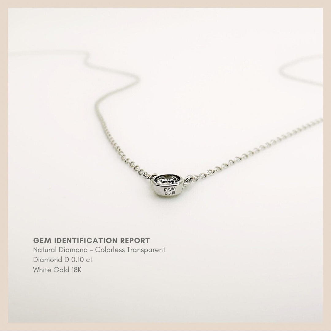 18K Solid Gold Diamond Bezel Necklace 0.10CT VS Solitaire Pendant Gift3