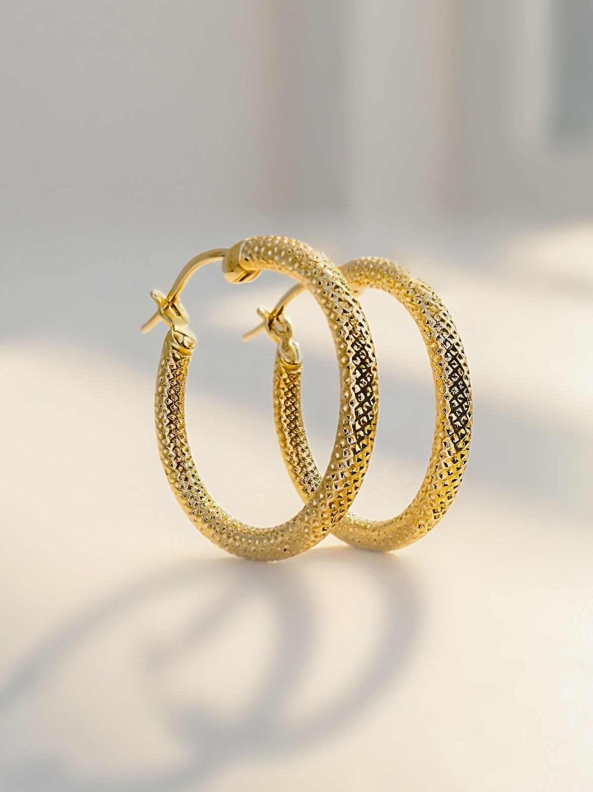 18K Solid Gold Hoop Earrings Hoops 19.4mm Minimalist Everyday Gold Jewelry0