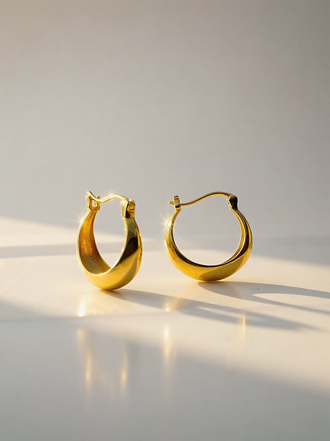 18K Solid Gold Dome Hoop Earrings – 14.5mm Rounded Huggies, Minimalist Dainty6