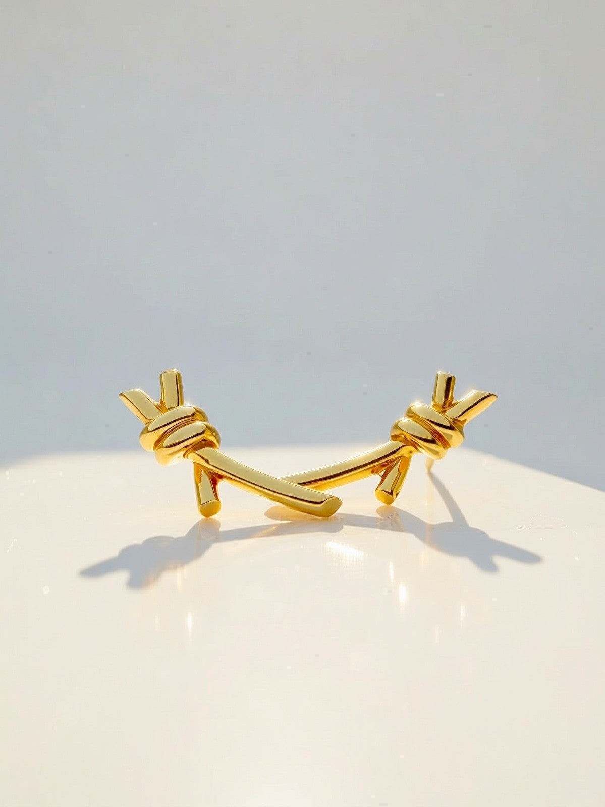 18K Solid Gold Knot Earrings Statement Earrings 23mm1